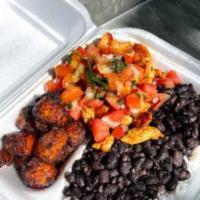 Tico Pico Bowl · Rice, black bean, and sweet plantains. Choice of chicken, steak or pork topped with pico de ...