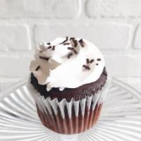 Vegan Chocolate cupcake · Vegan chocolate cake with dairy free whipped cream 