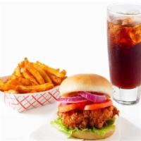 Chicken Sandwich Combo · A boneless breast of Halal chicken seasoned to perfection, freshly breaded, served on a toas...