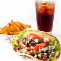 Gyro · The Halal Lamb Gyro comes with your choice of Lamb or Chicken With Gyro Pita, Tzatziki Sour ...