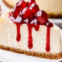 Strawberry Cheesecake · A delicious slice of New York style cheesecake topped With strawberry flavor.