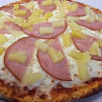 Hawaiian Pizza · Red sauce, mozzarella, ham and pineapple. 