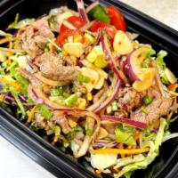 Beef ＆ Lime (Nuae Ma-now) · Boiled sliced flank steak, fresh garlic, tomatoes, red onions, green onions, and cilantro mi...
