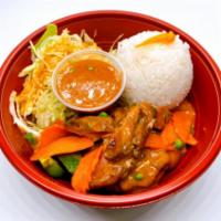 Panang Curry  · Sweet Panang curry coconut sauce bell peppers, carrots, green peas, and broccoli. Served wit...