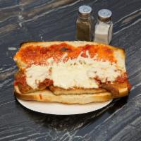 Chicken Parmigiana Hero · Made or covered with Parmesan cheese