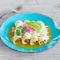 14. Las Enchiladas · 4 enchiladas with choice of protein, rice and beans with either red or green sauce.