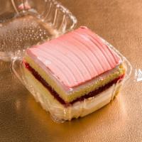 Strawberry Tres Leches Cake Slice · 