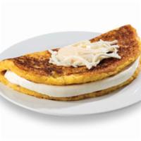 Regular Cachapa · Sweet corn pancakes with the option to choose protein and cheese at an additional cost per i...