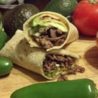 Asada Burrito ·  with Avocado, Onion, Cilantro and Salsa