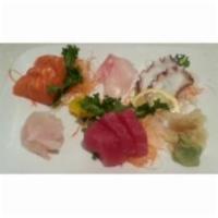 Sashimi Regular · Assorted raw fish. Served with miso soup.