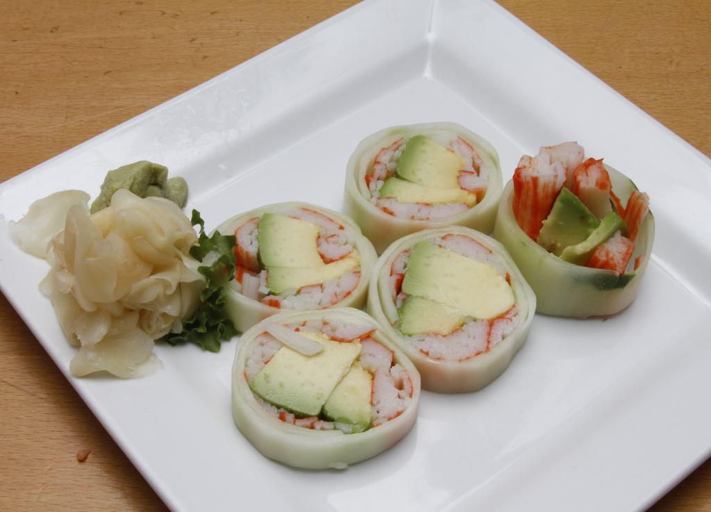 Sashimi California Roll · Crab stick and avocado.  Wrapped with Cucumber. no rice