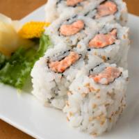Spicy Crunchy Scallop Roll · Six pieces of spicy scallop with tempura flakes. 