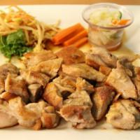Chicken Teriyaki · Grilled chicken with teriyaki sauce. Served with salad and rice. 