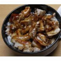 Kijidon · Chicken teriyaki. Served over rice with miso soup. 