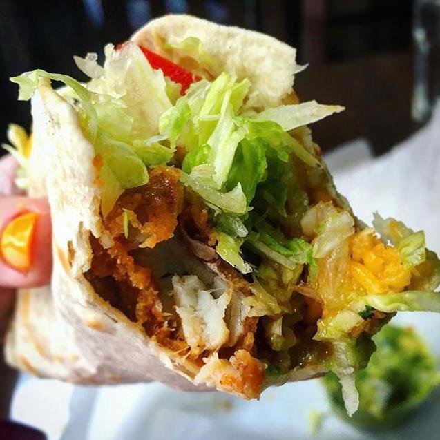 Soft Taco -fried fish · Soft flour tortilla with fresh fish (hand battered and lightly fried), cheddar cheese, mild sauce, lettuce and tomato.