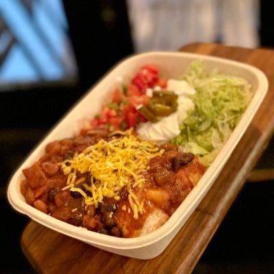 Burrito Loco -ground beef · Large smothered burrito plate. Tortilla rolled with ground beef, rice, 
beans, cheese, mild sauce and smothered with beef chili. Lettuce on the side topped with guacamole, pico de gallo, lettuce, sour ream and jalapenos on the side.