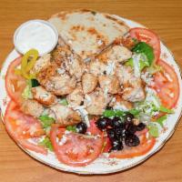 Chicken Salad · Low calories marinated grilled chicken tenders served on fresh lettuce and your choice of sa...