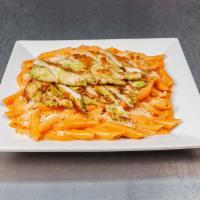 Penne Vodka · Penne Pasta, Served with Grilled Chicken.