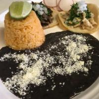 2 Asada Taco Plate · Steak. With cilantro, onion and radishes, with a side of rice and beans.