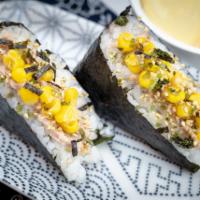 Tuna Riceball · Served with Tuna and Corns. Contains sesame seeds