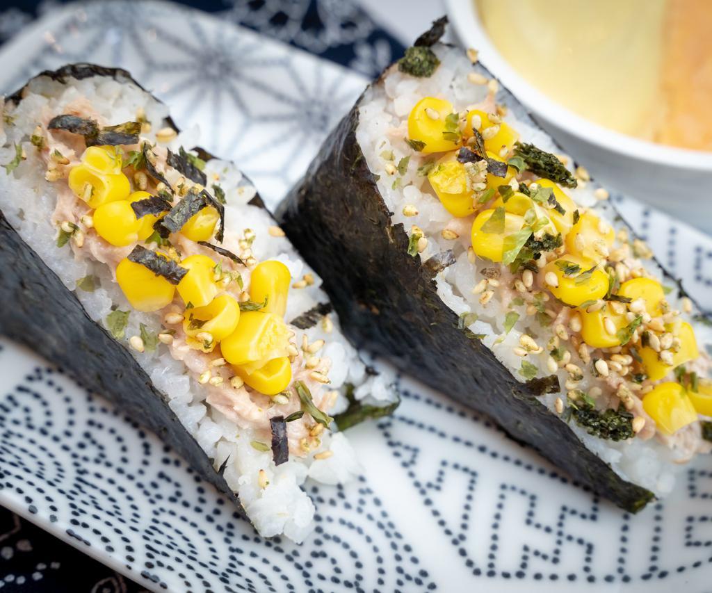 Tuna Riceball · Served with Tuna and Corns. Contains sesame seeds