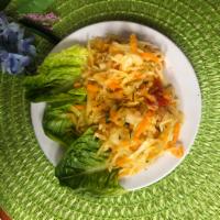White Cabbage Oil Salad · Savory salad with a leafy cruciferous vegetable base. 