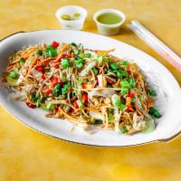 Vegetarian Hakka Noodles · Wok-fried noodles with veggies, Indo Chinese sauce.