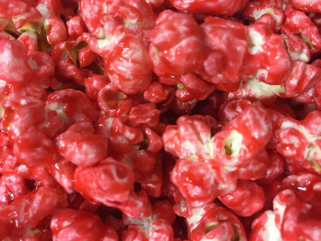 Strawberry Candy Coated Popcorn · Strawberry Flavored