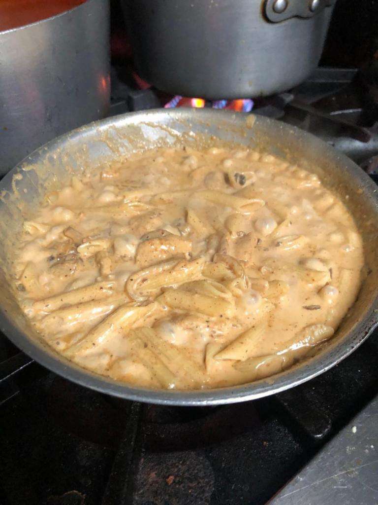 Cajun Penne · Penne pasta sautéed with fresh mushrooms, onions, and blackened grilled chicken in a Cajun cream sauce.