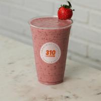 Strawberry Nana · 310 unflavored protein, almond milk, strawberries, banana, and chia seeds.