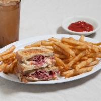 Old Fashioned Keystone Reuben · Grilled rye bread, Corned beef, melted Swiss, Thousand Island dressing, and Coleslaw. Served...