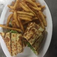 Cheeseburger Wrap · Filled with a bacon cheeseburger, lettuce, tomato, and onions. Made on white flour or honey ...