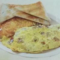 Ham and Cheese Omelette · Three (3) Egg Omelette includes choice of cheese. Served with home fries and buttered toast.
