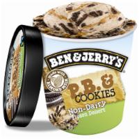 Ben & Jerry's Non-Dairy P.B. & Cookies · Vanilla non-dairy frozen dessert with chocolate sandwich cookies & crunchy peanut butter. Ce...