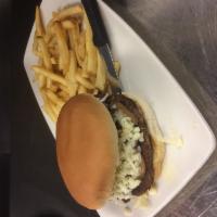 Mushroom and Jack Burger · Mayo, topped with sauteed mushrooms, and Monterey Jack cheese.
