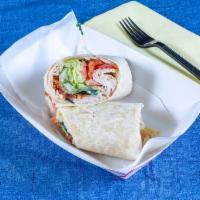 Route 66 Wrap · Turkey, bacon, cucumber, ranch, lettuce and tomato on 12