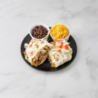 Burrito · crisp flour tortilla wrapped with choice of protein, rice, bean and melted cheese inside, to...