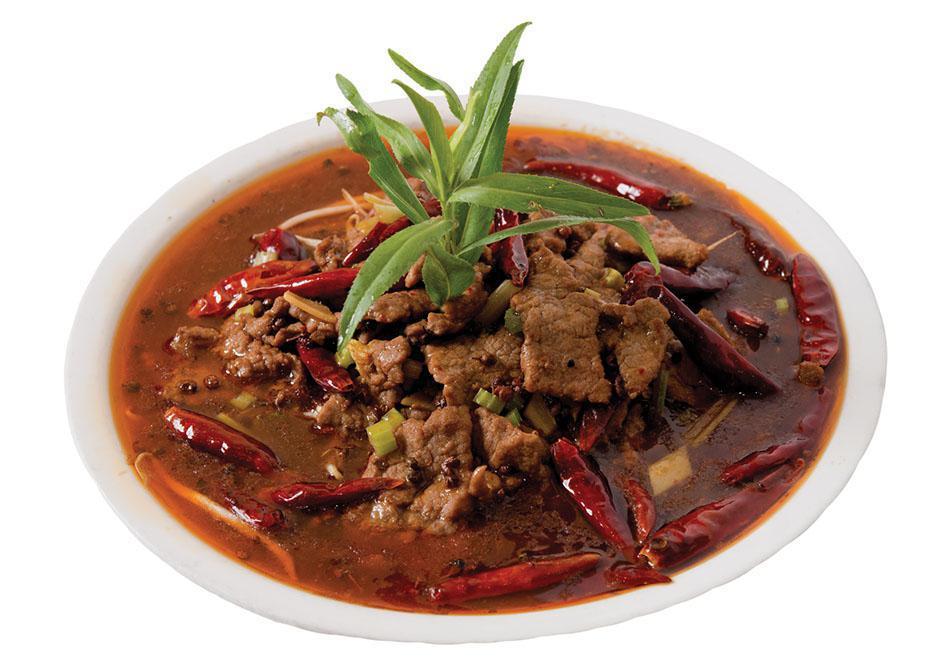 Sliced Beef in Hot & Spicy Broth, Szechuan Style 川式水煮牛 · 