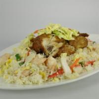 House Special Fried Rice · White or brown colored fried rice served with chicken, pork, shrimp and crab. 