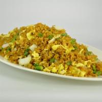 Plain Fried Rice · Fried rice with bora, onions and eggs. 