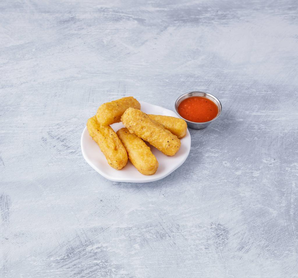 Mozzarella Sticks · 4 pieces. Mozzarella cheese that has been coated and fried. 