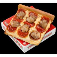 Sausage and Pepperoni Super Slice · 3/4 lb. super slice of our famous pan-style pizza. Includes zesty pizza sauce, Wisconsin moz...