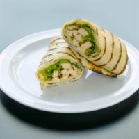 Homemade Caesar Wrap · Homemade wrap with grilled chicken, lettuce, Caesar dressing and mozzarella.