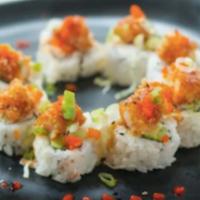 10.Tiara roll · Shrimp tempura, Crabmeat, avocado, Cucumber, Masago, Scallions,
Eel sauce, Spicy Mayo (8pcs)