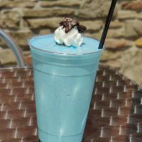 On Nom Nom Cookie Monster Shake · Cookie dough and Oreo blended ice cream.