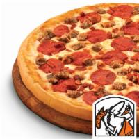 3 Meat Treat Pizza · Large pizza with pepperoni, Italian sausage and bacon. 