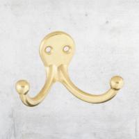  National Hardware - Brass Double Prong Metal Hook [35 lbs. (2 Pack)]  ·  Double prong robe hooks with matching screws.  
