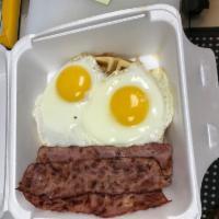Waffles platter  · Egg, meat or fruits 