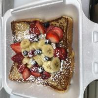 French toasts with fruit  · Panfried bread.
