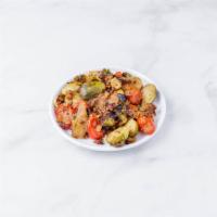 Crispy Fried Brussel Sprouts · Tossed in buffalo sauce hot sauce with crumbled blue cheese